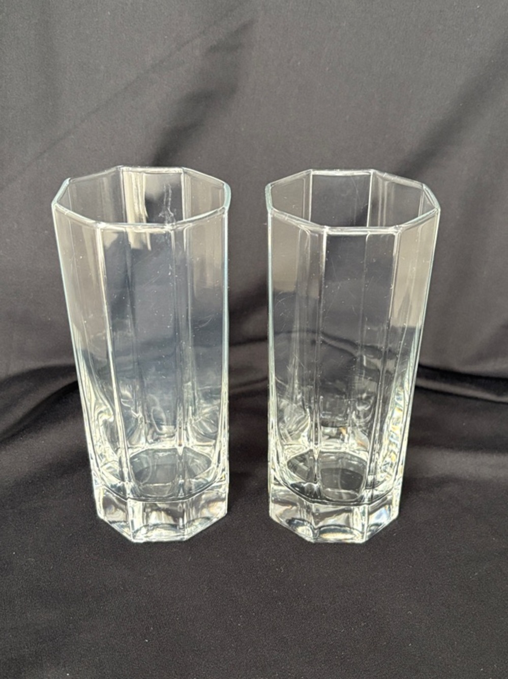 Octagonal Highball Glasses - Clear Glass Set of 2